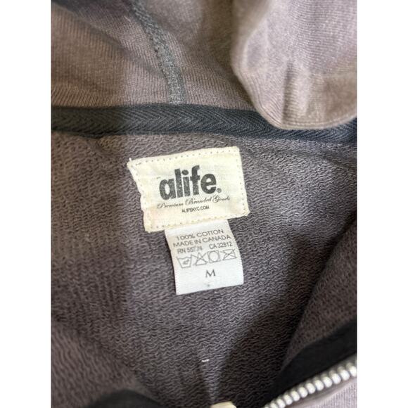alife dark gray full Zip hoodie with hot pink logo with polka dots. Size M - Picture 4 of 5